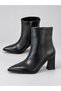 Black Women's Pointed Toe Thick Heeled Zippered Ankle Boots - 4