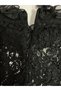 Plus Size Women's Black 52-54 Size Athlete Floral Lace Ruffle Collar Special Occasion Blouse - 6