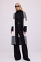Block Patterned Long Knitted Cardigan