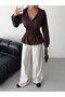 Hooded Zippered Sweatshirt with Corset Waist Detail - 3