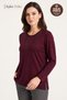 Women's Winter Rose Bunch Pattern Collar and Sleeves Embroidered, Stoned Clover Fabric Mother Combed Cotton Blouse - 2