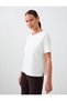 White Round Neck Short Sleeve Soft Touch Blouse - 4