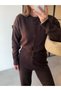 Crew Neck Buttoned Cardigan Pants Knitwear Set - 4