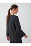 Anthracite Melange Round Neck Cotton Blend Soft Touch Blouse - 5