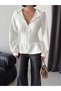 Hooded Zippered Sweatshirt with Corset Waist Detail - 5