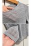 Boat Neck Long Sleeve Stretchy Cotton See-Through Blouse - 4