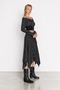 Women's Black Plaid Asymmetric Cut Woven Skirt with Flutted Details - 3