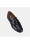 Women's Black Tasseled Leather Loafer with Stud Detail - 7