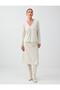 Beige Melange Lace Detailed V-Neck Soft Touch Blouse - 2
