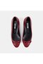 Women's Burgundy Bow Short Heeled Leather Ballerinas - 6