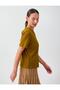 Green Round Neck Short Sleeve Soft Touch Blouse - 4