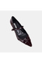 Women's Burgundy Thin Strap Patent Leather Heeled Shoes - 7