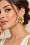 Gold Color Zara Model Half Flower Steel Earrings