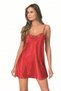 Stylish Design Soft Textured Lace Embroidered Red Short Satin Nightgown - 2