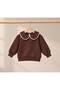 Girl's Baby Collar Leopard Patterned Oversize Sweatshirt with Drop Closure and Buttons on the Back, 3 Straps, Without Drawstrings - 4