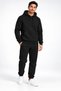 Men's Black 3 Thread Hooded Sweatpants Set with Side Cut Pockets and Elastic Cuffs Winter Soft Fabric - 2