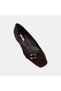 Women's Bitter Brown Square-Toe Metal Buckle Suede Ballerinas - 6