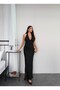Halter neck lace satin dress