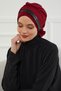 Shiny Sequined Special Design Chiffon Ready-To-Wear Turban, Ht-47P Burgundy - Black - 5