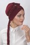 Floral Knitted Ready-Made Bonnet Burgundy - 2
