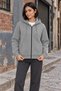 Winter Hooded Zippered Cardigan with Fleece Pockets Gray Women's Sweat Jacket - 5