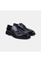 Men's Black Lace-Up Embossed Stitched Leather Classic Shoes