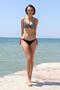 Fashion Line Women's Side Tie Half Supported Bow Bottom Top Bikini Set Navy Blue 35014 - 8