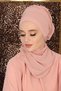 Cross Planting Design Chiffon Ready-To-Wear Turban with Scarf, Ht-48 Powder - 4