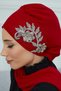 Chiffon Ready-To-Wear Turban with Side Stone Flower Accessory, Ht-104, Ht-104 Red - 6