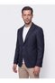 Navy Blue Slim Fit Pointed Collar 6 Drop Men's Casual Jacket - 2