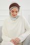 Double Color Design Chiffon Ready-To-Wear Turban, Ht-86 Cream - Brown - 7