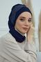 Chiffon Ready-To-Wear Turban with Lace Accessories and Scarf, Ht-53, Ht-53 Navy Blue - 6