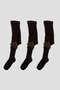 Girl's Ribbon Detailed Brown 3-Piece Premium Pantyhose Set - 2