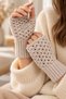 Women's Fingerless Beige Knitted Gloves Hand Knitted Winter Warm Gloves for Daily Use - 2