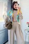 Shalwar Cut Double Face Trouser Set - Stone - 3