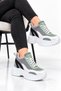 White Aqua Green Women's Internal High Platform Sneakers with High Heels Height 10 cm - 2
