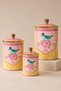 Royking Nice Qush Yellow 6 Piece Porcelain Jar Set - 23+21+16 cm - 2