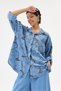 Women's Blue Italian 100% Cotton Velvet Patterned Trousers with Shirt Oversize Velvet Suit 40 - 46 Size - 4