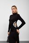 Black High-Necked Long Dress with Window Detail and Stone Embellishments - 6