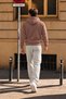 Men's Brown Fleece Cardigan Jacket with Hood, Pockets, Wool Interior, and Full Zipper - 8