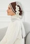 Double Color Design Chiffon Ready-To-Wear Turban, Ht-86 Cream - Brown - 6
