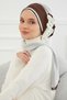 Double Color Design Chiffon Ready-To-Wear Turban, Ht-86 Cream - Brown
