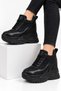 Black Women's Internal High Wedge Heel Sneakers Height 10 cm