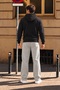 Men's Black Fleece Cardigan Jacket with Hood, Pockets, Wool Inside, and Full Zipper - 7