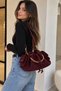 Lavelle Model Burgundy Suede Chain Detailed Shoulder Bag for Women