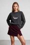 Embroidered Oversize Knitwear Sweater Lyy0150 Anthracite