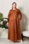 Women's Large Size Tesettur Suede Overcoat Full Length Diamond Patterned Long Tesettur Suede Overcoat - 3