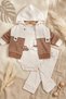 Amber Soft Cotton Hooded Jacket 3-Piece Baby Set - Earth Tones Special Series Printed Bodysuit and Pants