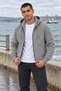 Hooded 3 Thread Full Zipper Hooded and Pocketed Winter Men's Gray Sweatshirt - 2