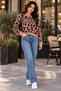 Women's New Season Black Gray Leopard Patterned Soft Textured Crew Neck Knitwear Sweater - 5